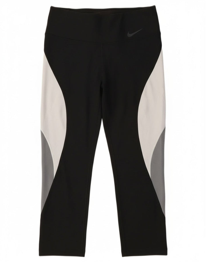 Nike Ženske Dri Fit Capri Leggings UK 10 Male crne poliesterske boje