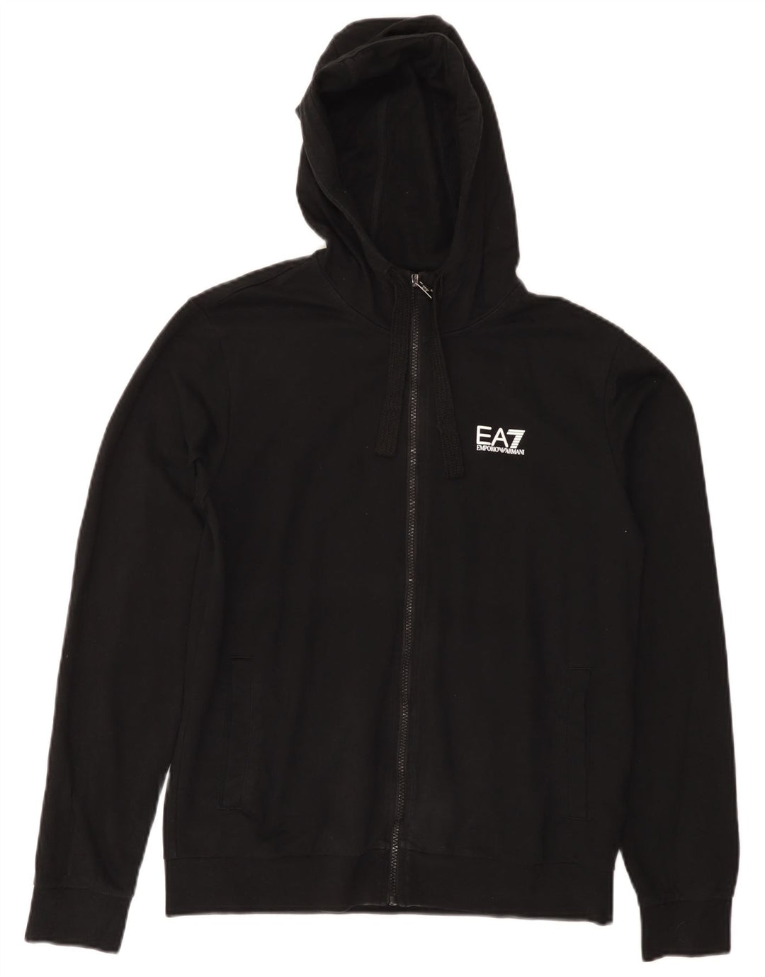 EMPORIO ARMANI Ženski pulover s kapuljačom na patentni zatvarač UK 14 Srednje crni pamuk