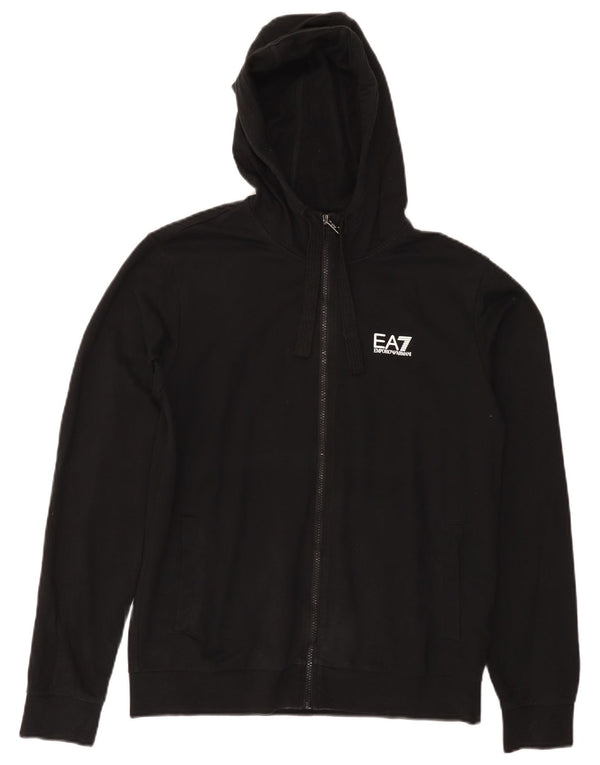 EMPORIO ARMANI Ženski pulover s kapuljačom na patentni zatvarač UK 14 Srednje crni pamuk