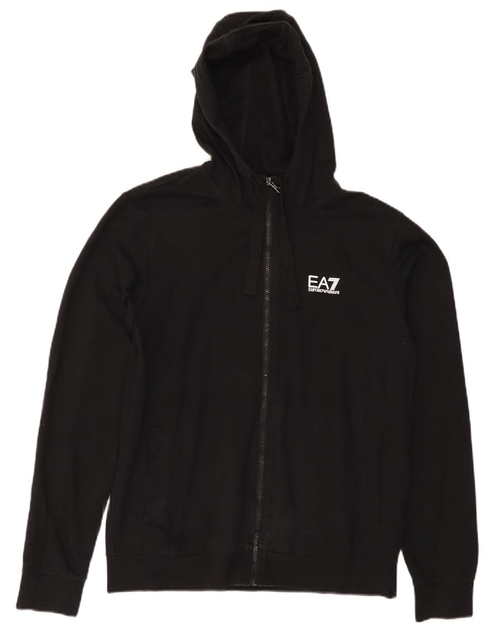 EMPORIO ARMANI Ženski pulover s kapuljačom na patentni zatvarač UK 14 Srednje crni pamuk