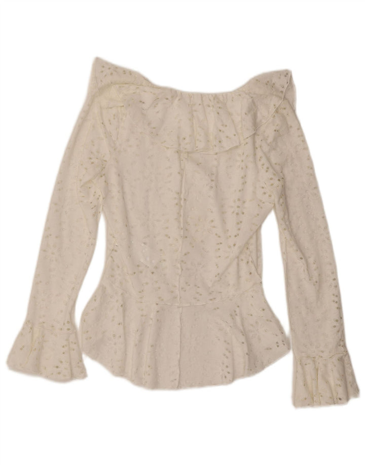 Desigual ženska asimetrična košulja bluza UK 12 Srednje bijeli pamuk