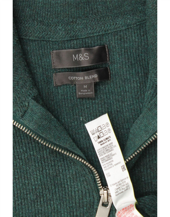 Marks & Spencer muški džemper s izrezom s patentnim zatvaračem srednje zelene boje od poliestera