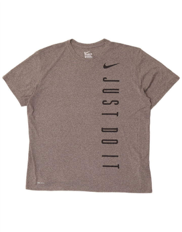 Nike Dri Fit majica kratkih rukava 2XL sivi poliester