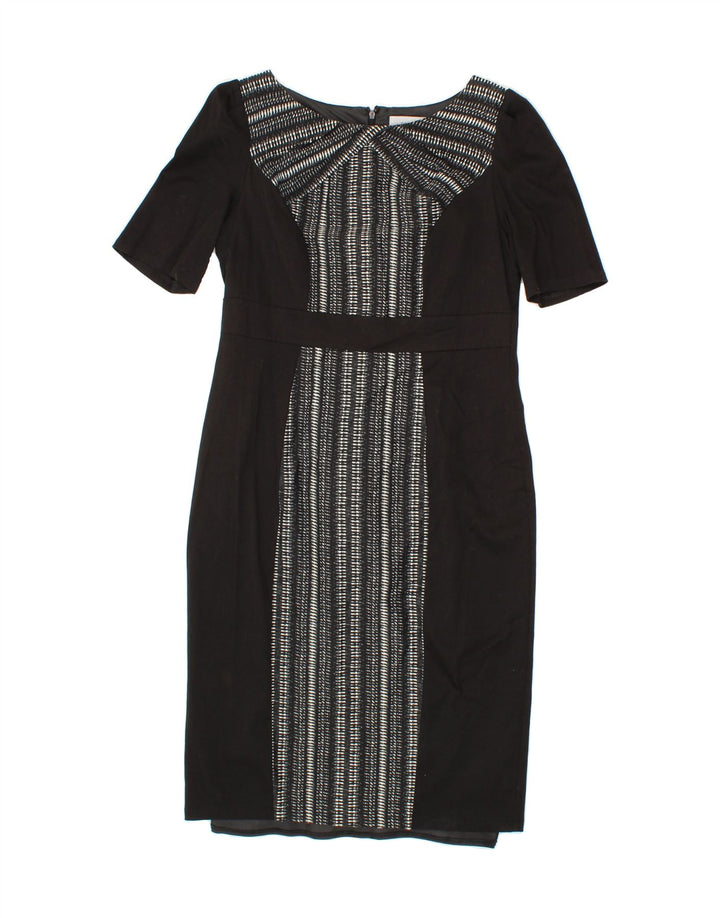 PER UNA Womens Sheath Dress UK 14 Medium Black Striped Cotton Vintage Per Una and Second-Hand Per Una from Messina Hembry 
