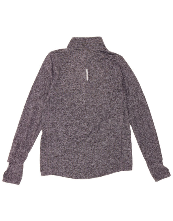 Nike Dri Fit majica s dugim rukavima i izrezom s patentnim zatvaračem XS s plavim pjegama od poliestera