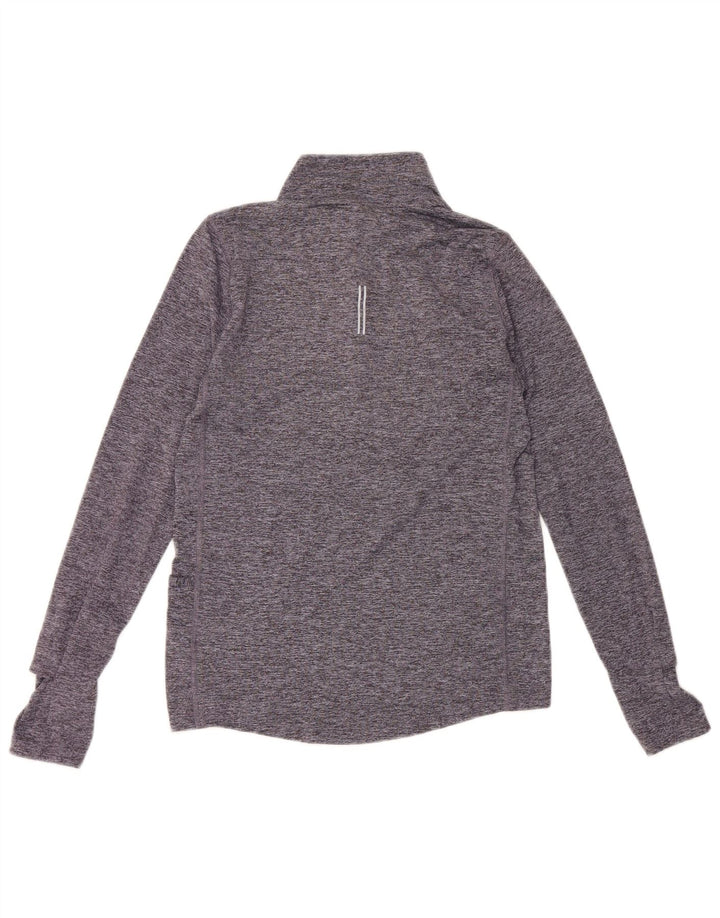 Nike Dri Fit majica s dugim rukavima i izrezom s patentnim zatvaračem XS s plavim pjegama od poliestera