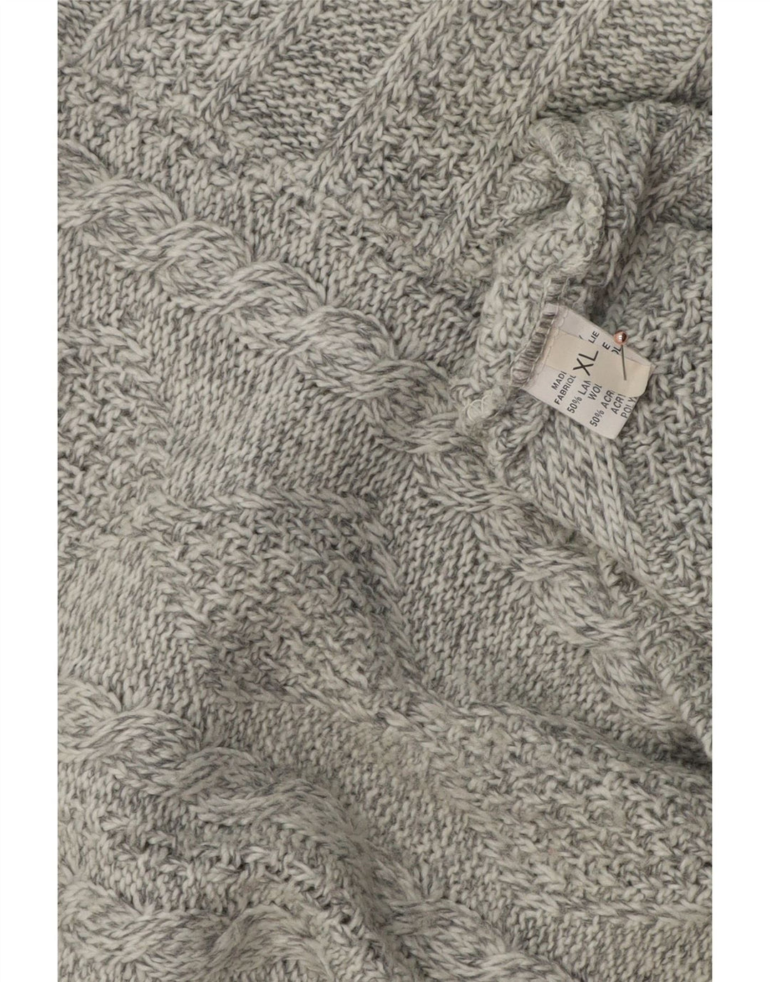 VINTAGE muški džemper XL s patentnim izrezom, siva vunena