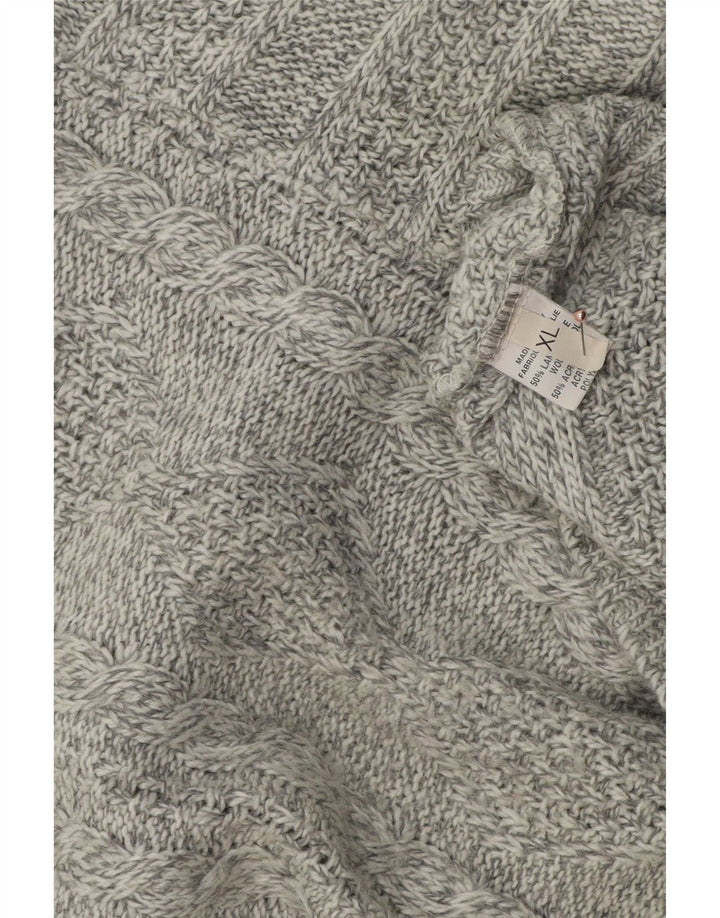 VINTAGE muški džemper XL s patentnim izrezom, siva vunena