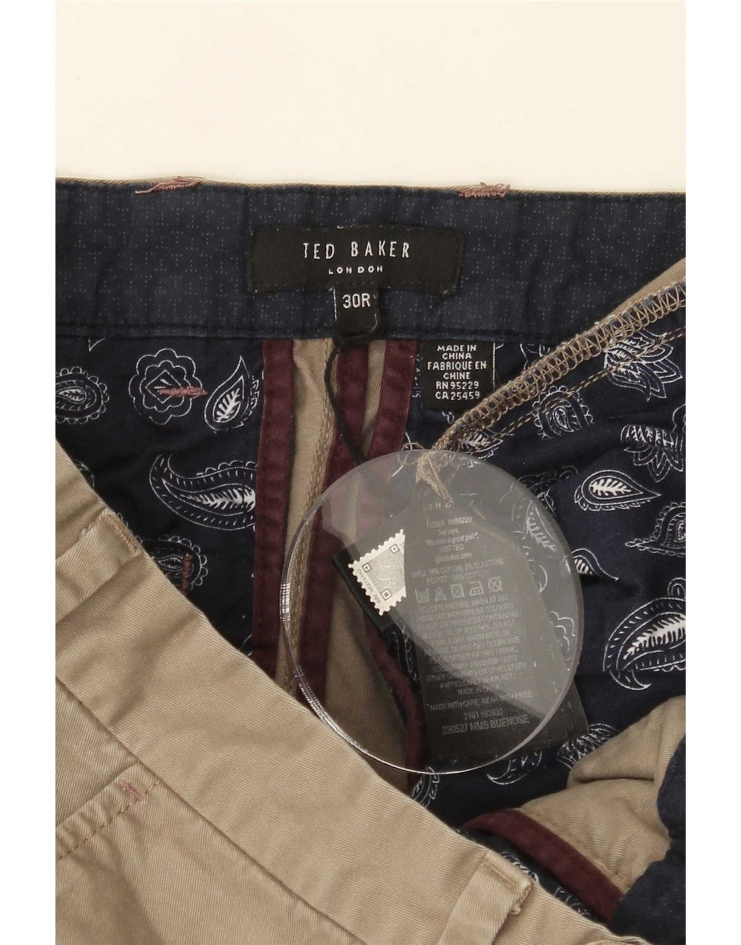 Ted Baker Muške chino kratke hlače W30, srednji kaki pamuk