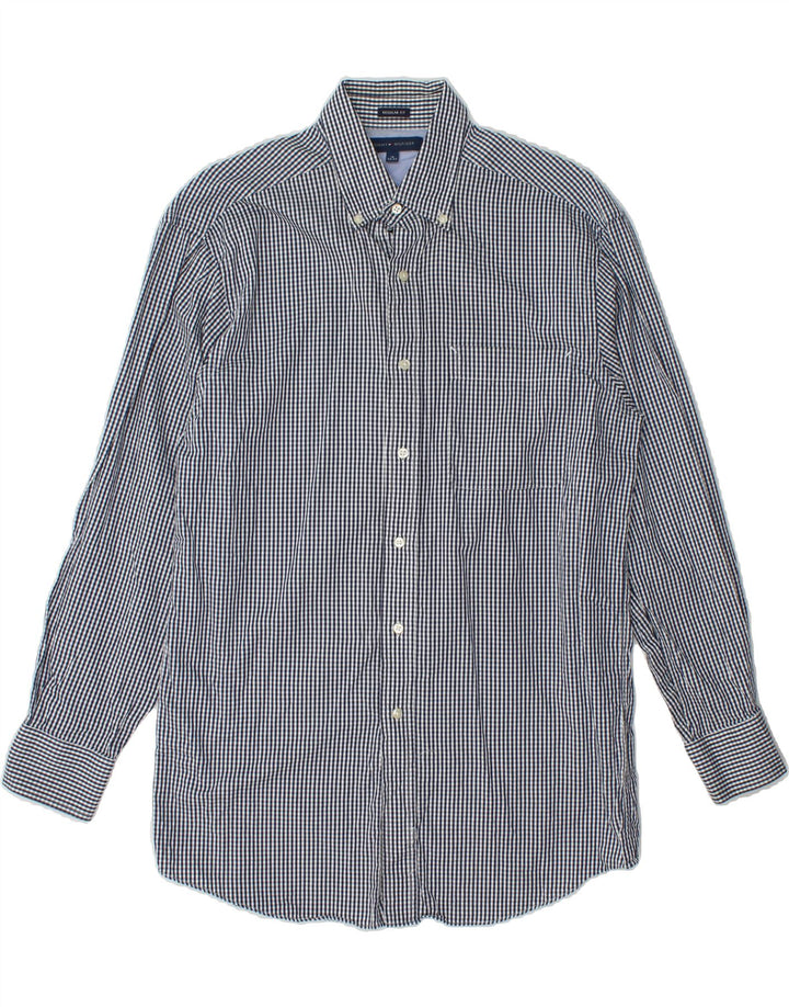 TOMMY HILFIGER Mens Regular Fit Shirt Size 15 Medium Navy Blue Gingham Vintage Tommy Hilfiger and Second-Hand Tommy Hilfiger from Messina Hembry 