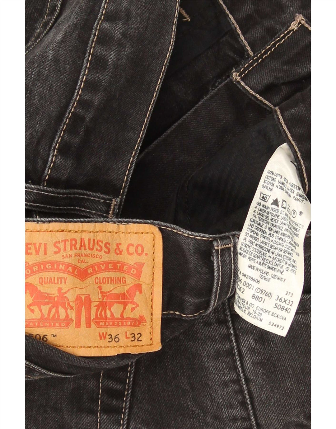 Levi's muške 506 ravne traperice W36 L32 crne