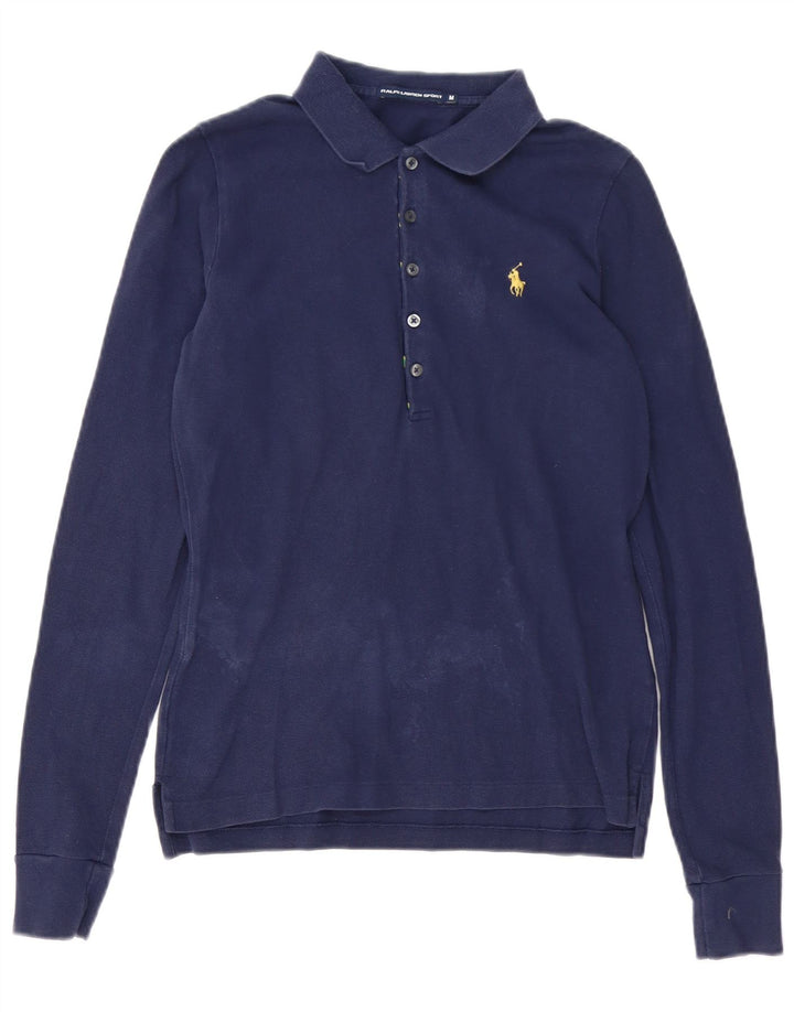 RALPH LAUREN Ženska polo majica dugih rukava UK 12 Srednje tamnoplavi pamuk