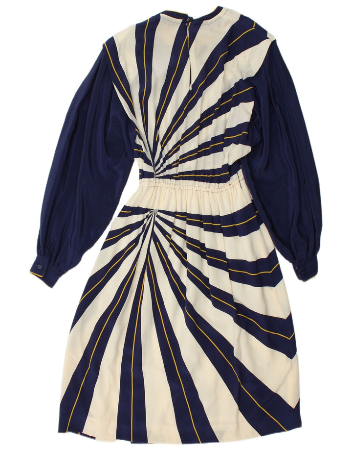 VINTAGE ženska haljina A-kroja dugih rukava IT 42 srednje tamnoplave pruge