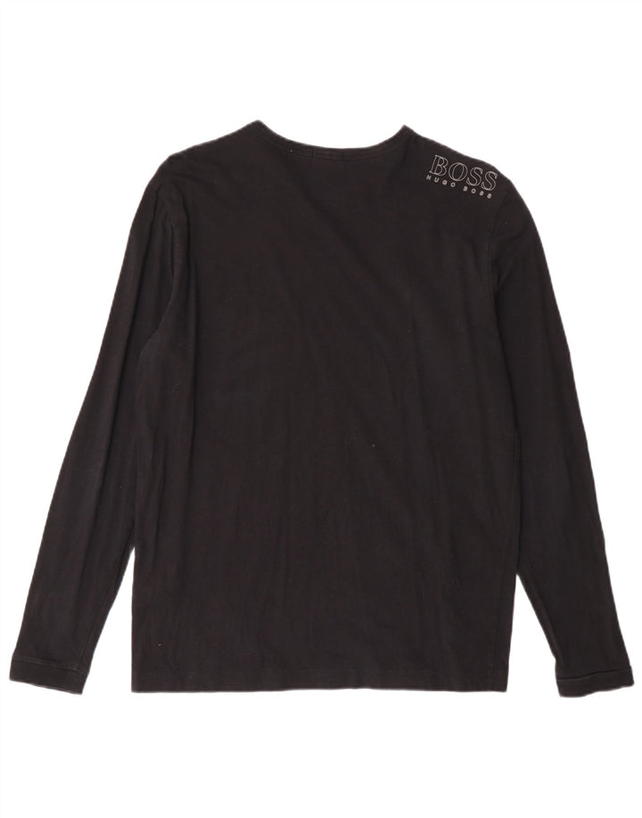 HUGO BOSS Muška majica standardnog kroja s dugim rukavima, mali crni pamuk