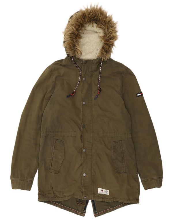 Tommy Hilfiger muška šerpa parka jakna s kapuljačom UK 42 XL kaki pamuk