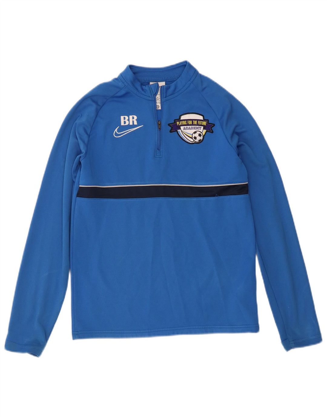 Nike Boys Graphic Top Sleeve 10-11 Years Medium Blue Colourblock