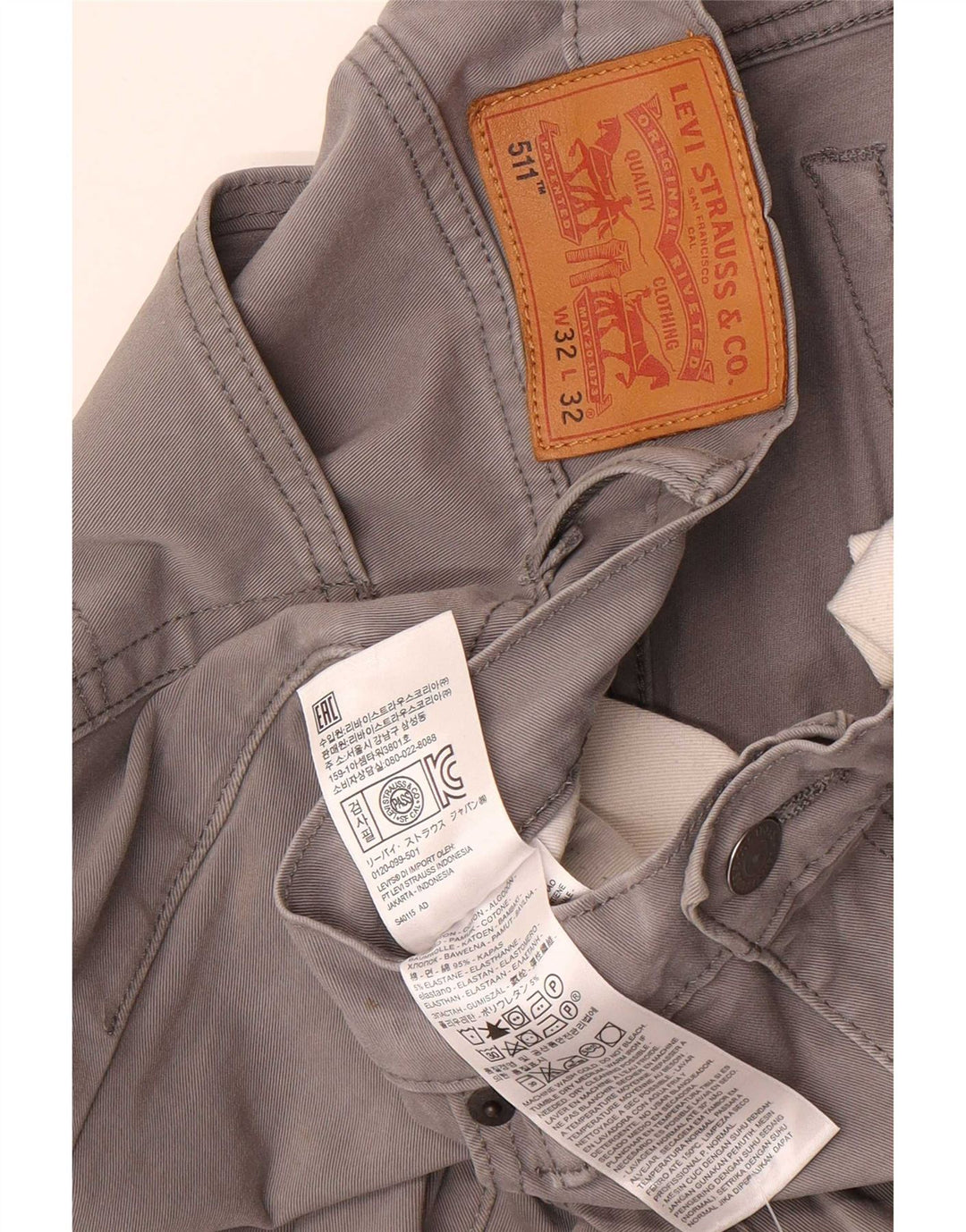 Levi's muške 511 uske ležerne hlače W32 L32 sivi pamuk