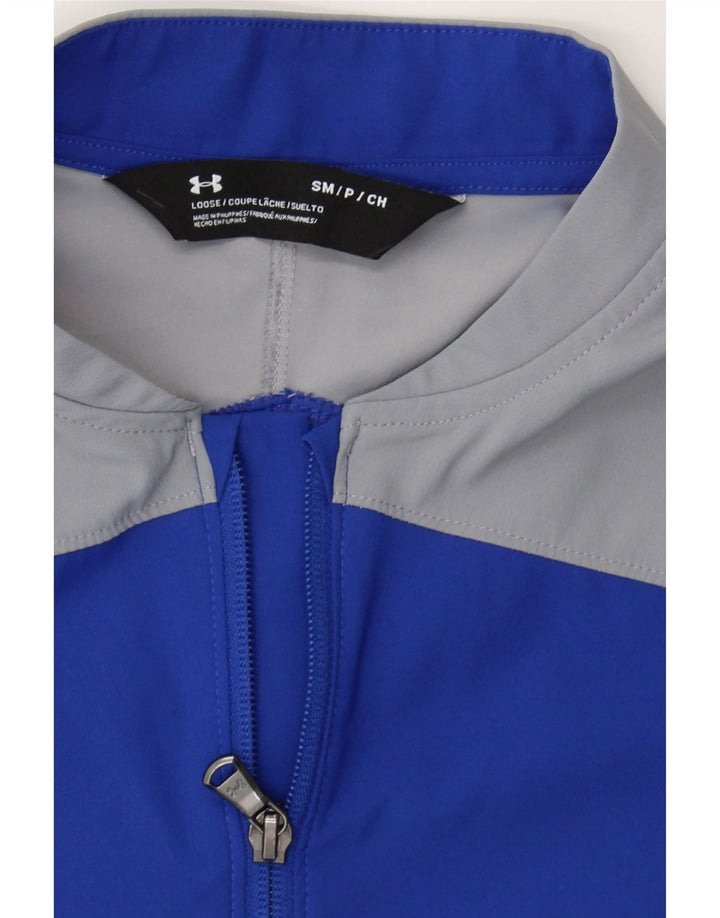 UNDER ARMOUR Mens Zip Neck Pullover Tracksuit Top Small Blue Colourblock Vintage Under Armour and Second-Hand Under Armour from Messina Hembry 