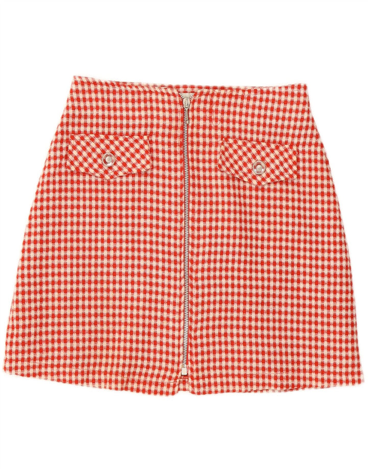 Galleria ženska mini suknja IT 46 velika W28 crveni gingham poliester