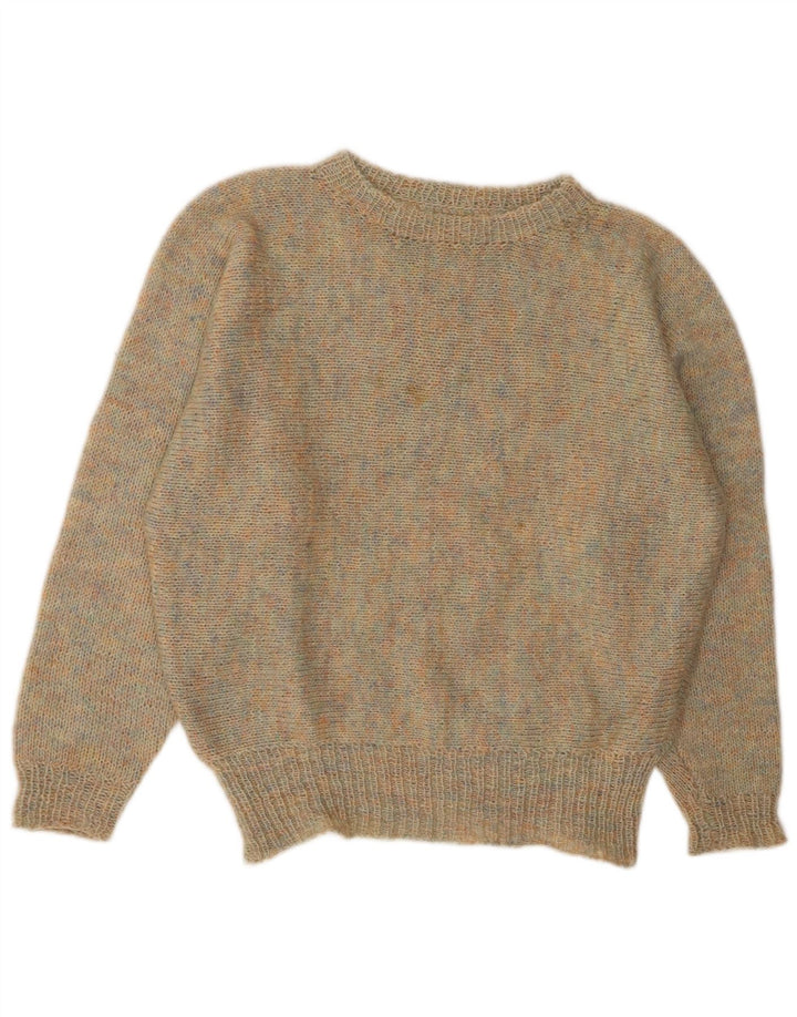 VINTAGE ženski džemper s veznim izrezom UK 14 Velikih raznobojnih fleka