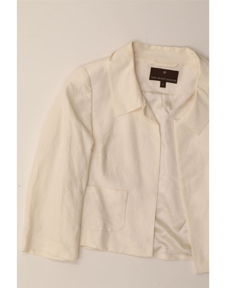 FENN WRIGHT MANSON Womens 3/4 Sleeve Blazer Jacket UK 12 Medium  Off White Vintage Fenn Wright Manson and Second-Hand Fenn Wright Manson from Messina Hembry 