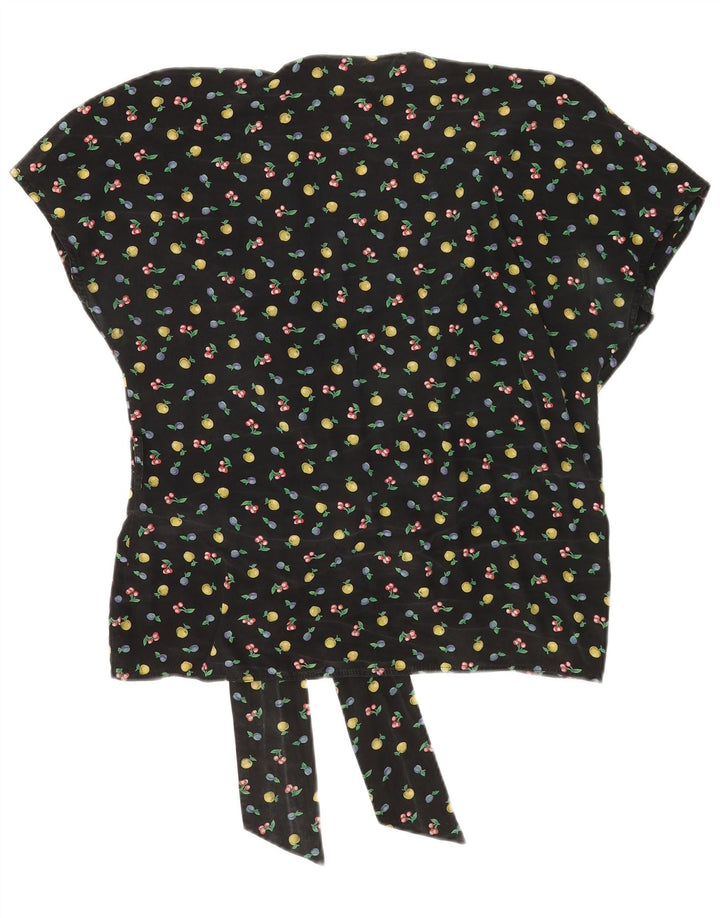 Vintage ženska bluza s apstraktnim uzorkom IT 48 XL crna