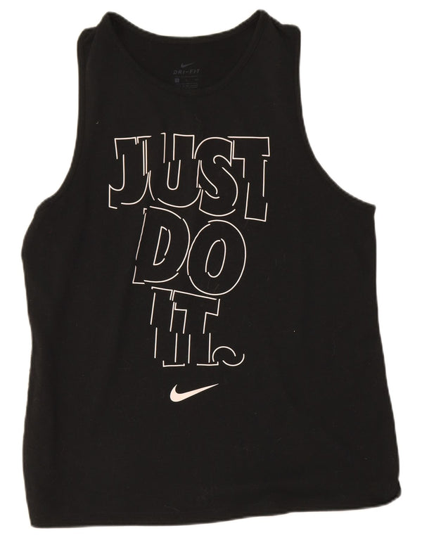 Nike Ženski Dri Fit Graphic Vest Top UK 10 Mali crni poliester