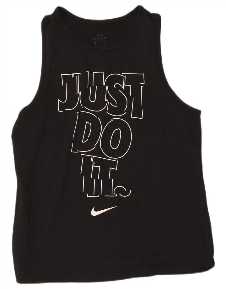 Nike Ženski Dri Fit Graphic Vest Top UK 10 Mali crni poliester