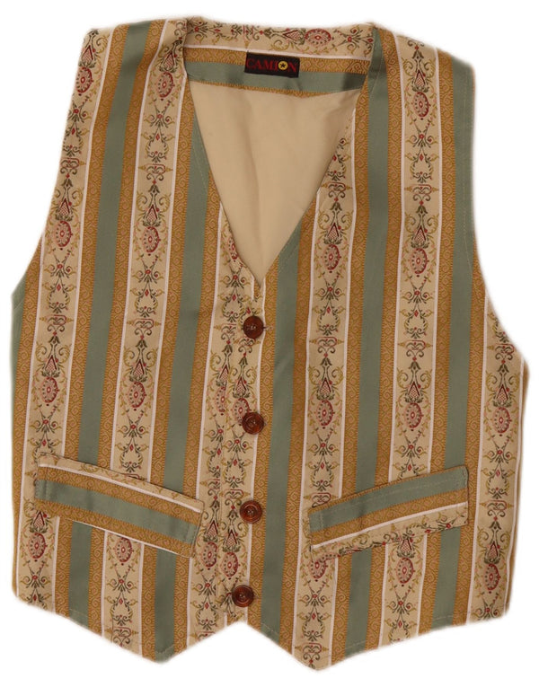 VINTAGE ženski prsluk UK 10 Small Beige Fair Isle Cotton