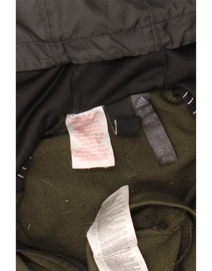 ADIDAS Boys Aeroready majica s kapuljačom na patentni izrez 11-12 godina Zeleni poliester