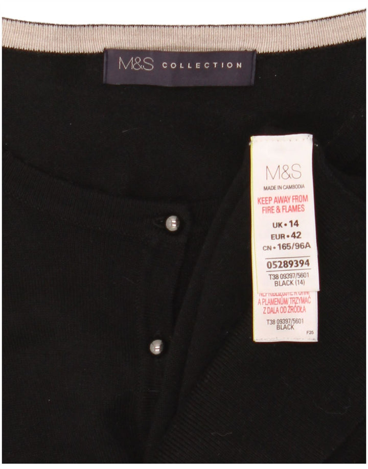 Marks & Spencer ženski kardigan pulover UK 14 Srednja crna viskoza