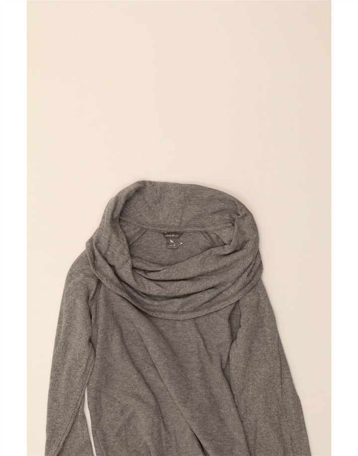 EDDIE BAUER Womens Roll Neck Top Long Sleeve UK 10 Small Grey Cotton Vintage Eddie Bauer and Second-Hand Eddie Bauer from Messina Hembry 