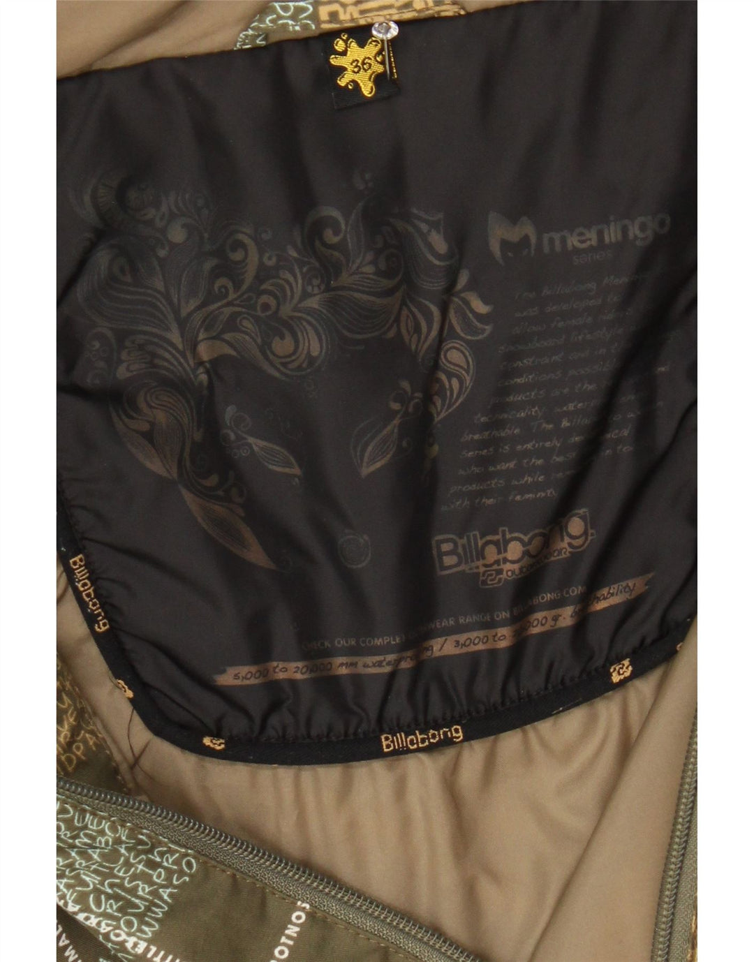 BILLABONG ženska vjetrovka s kapuljačom s grafičkim motivima EU 36 Mala kaki karirana