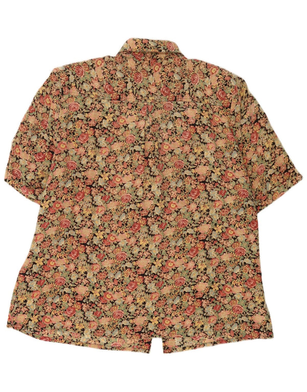 cherie Womens Short Sleeve Shirt Blouse UK 18 XL Multicoloured Floral Silk
