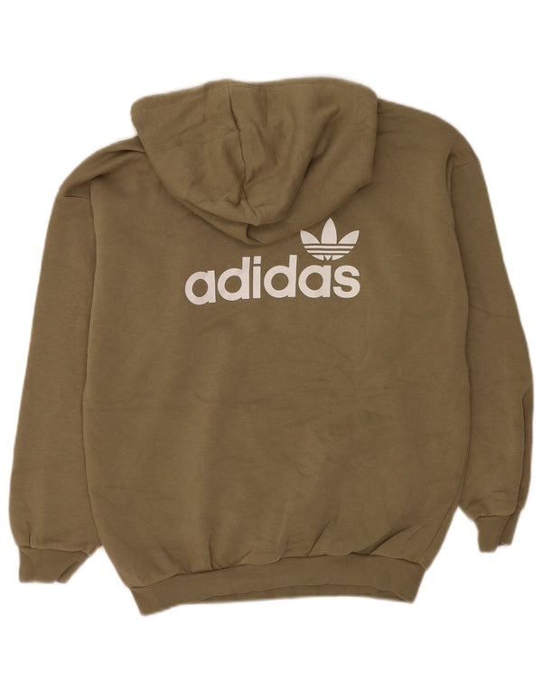 Adidas Womens Loose Fit Hoodie Jumper UK 14 Medium Green Cotton