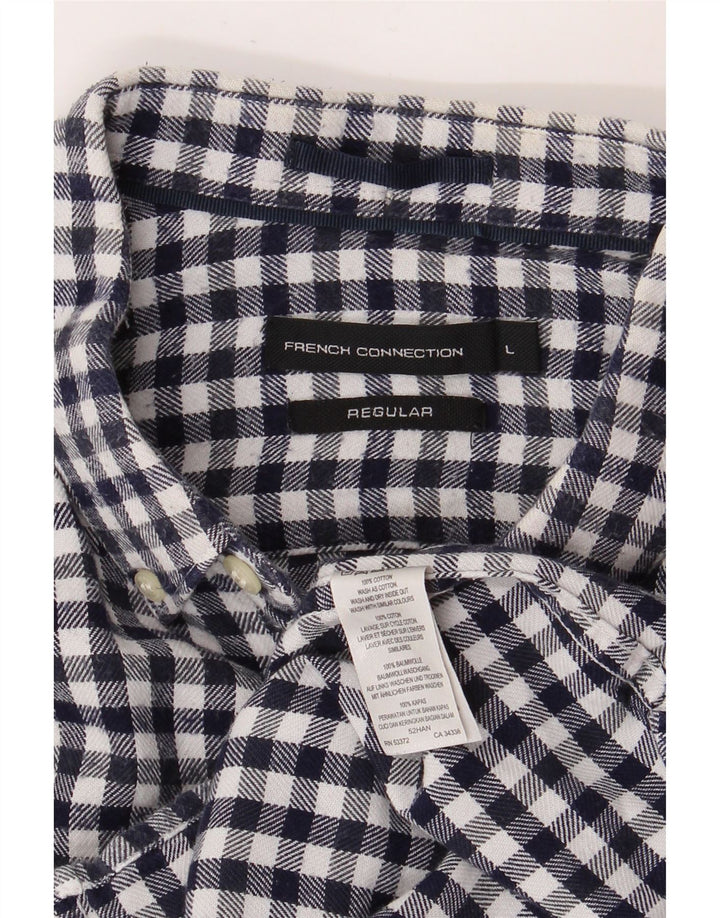 FRENCH CONNECTION Obična muška košulja od flanela, velika tamnoplava gingham majica