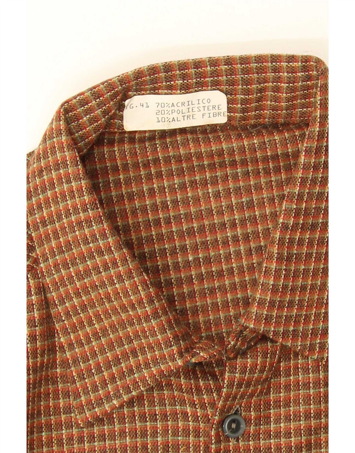 Vintage muška košulja veličina 41, srednje smeđa karirana akril