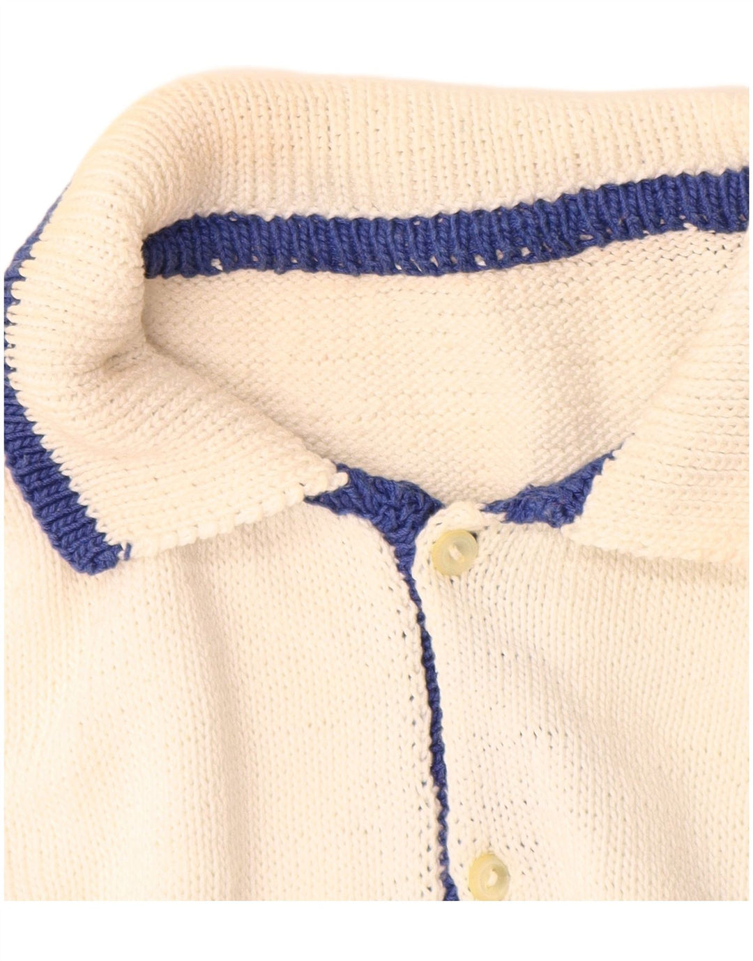 Vintage muški džemper s polo izrezom srednje bijele geometrije