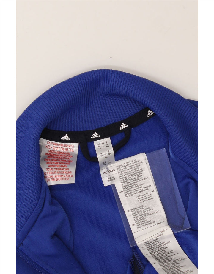 ADIDAS Boys Tracksuit Top Jacket 13-14 Years Blue Colourblock Polyester Vintage Adidas and Second-Hand Adidas from Messina Hembry 