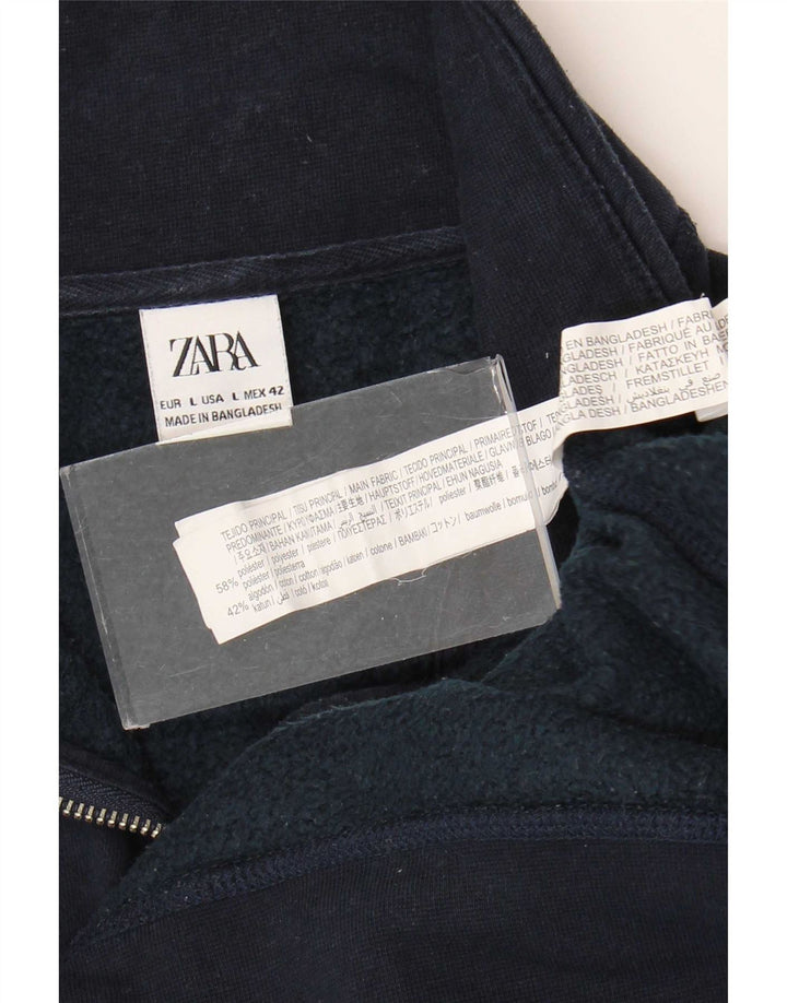 Zara muška majica s izrezom s patentnim zatvaračem, veliki tamnoplavi poliester