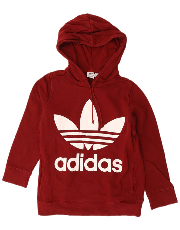 Adidas Womens Graphic Hoodie Jumper UK 14 Large Red Cotton