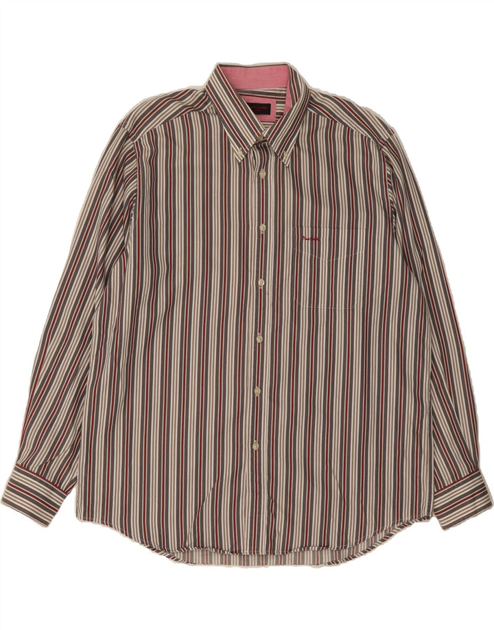 PIERRE CARDIN Mens Shirt Size 43 Large Grey Striped Cotton Vintage Pierre Cardin and Second-Hand Pierre Cardin from Messina Hembry 