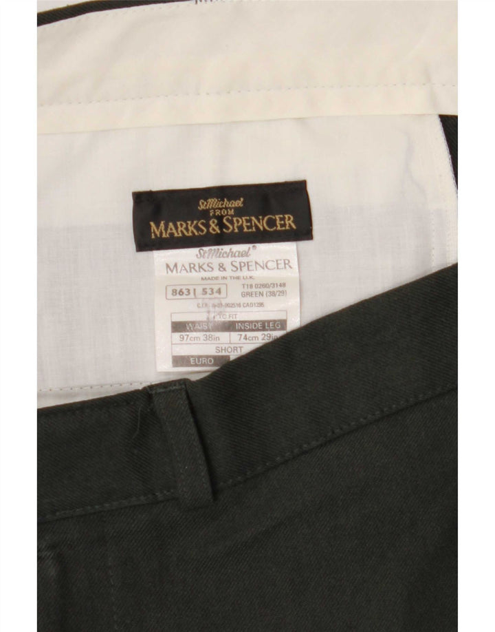 Marks & Spencer muške ravne chino hlače W38 L29 zeleni poliester