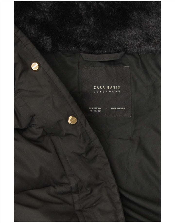 ZARA ženski podstavljeni kaput s kapuljačom UK 18 XL crni