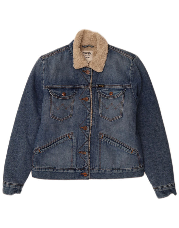 Wrangler ženski traper pulover s kapuljačom s patentnim zatvaračem UK 10 Small Blue Colourblock