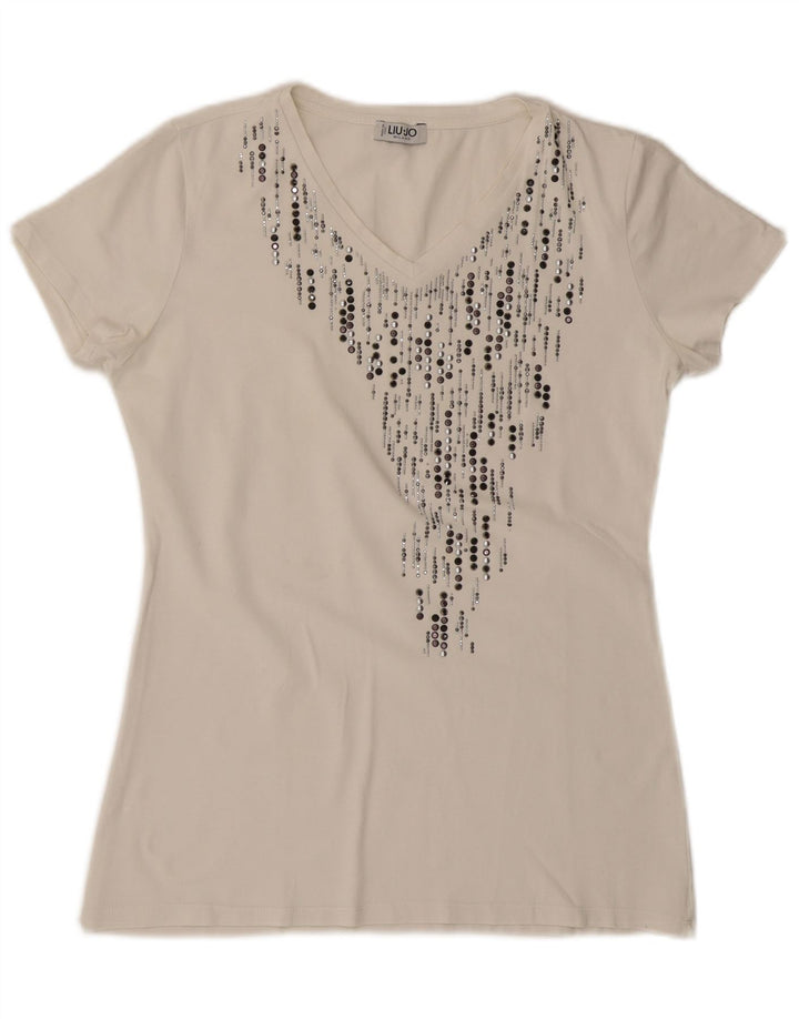 LIU JO Ženska majica kratkih rukava Milano UK 12 Srednje bijela