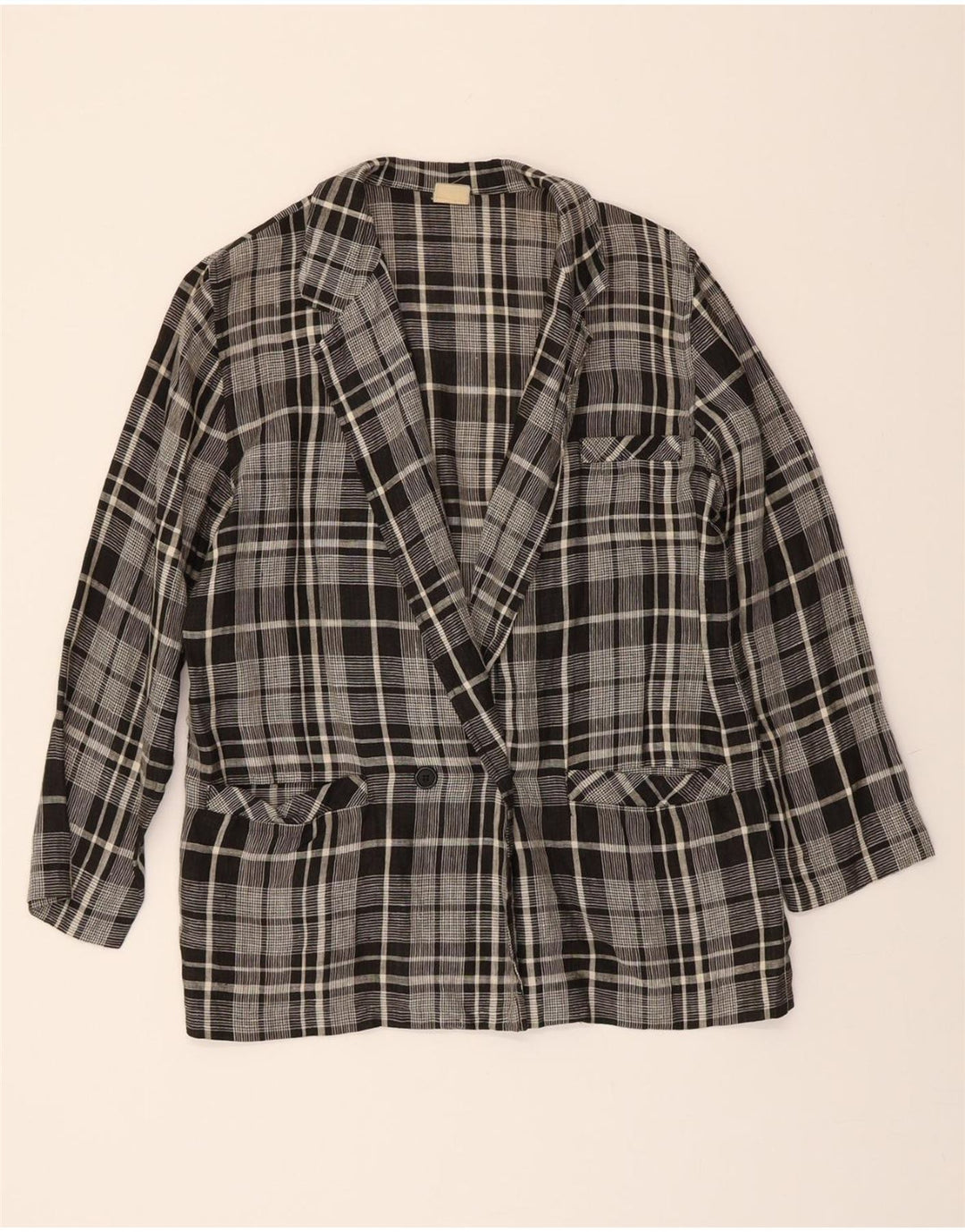 CLIO Womens Double Breasted Blazer Jacket IT 46 Large Black Check Vintage Clio and Second-Hand Clio from Messina Hembry 