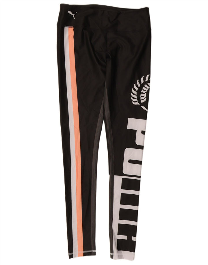 PUMA Ženske Graphic Leggings UK 12 Medium Black Colourblock Poliester
