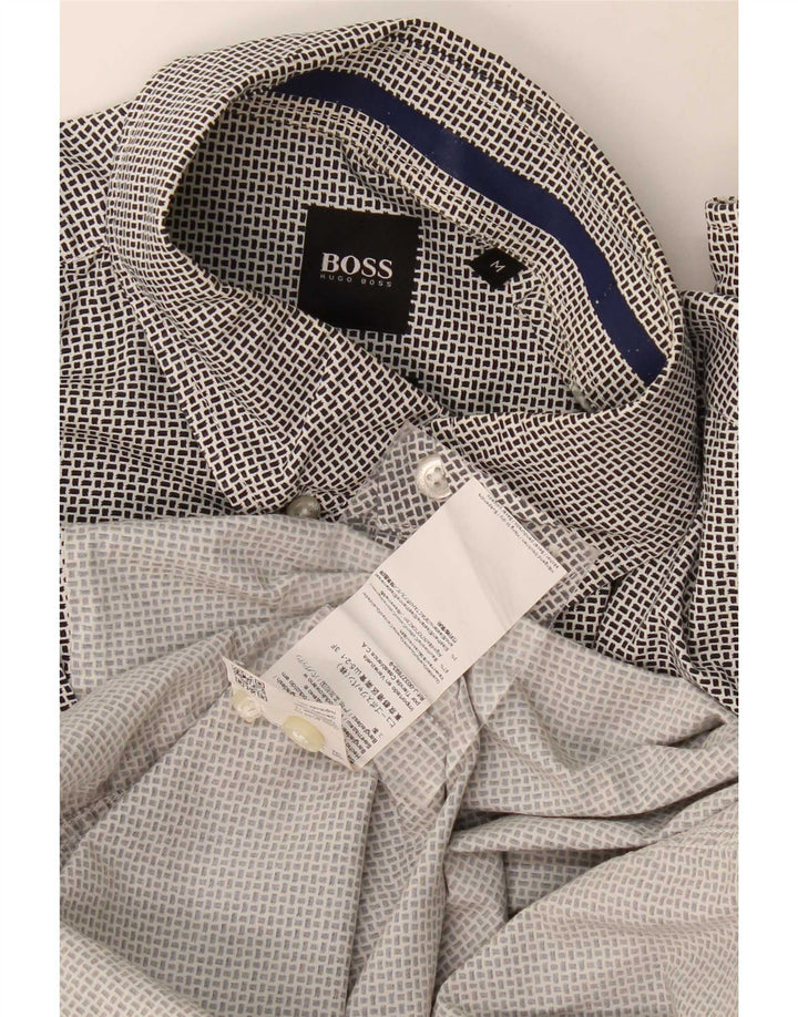 Hugo Boss muška košulja standardnog kroja, srednji crni geometrijski pamuk