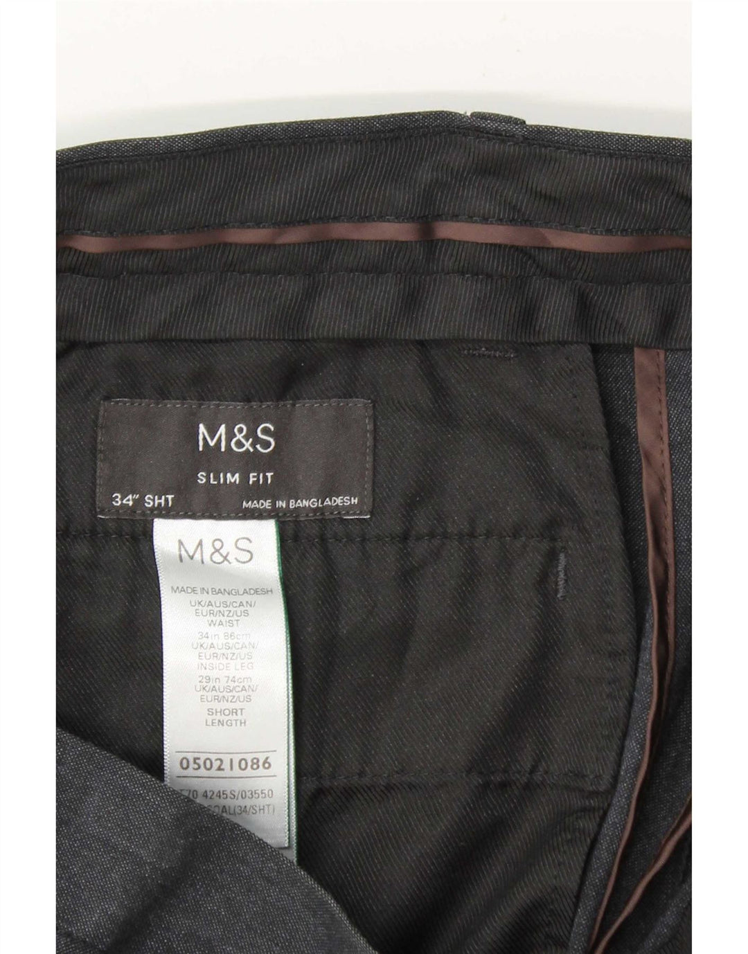 Marks & Spencer muške uske chino hlače W34 L29 tamnoplavi poliester